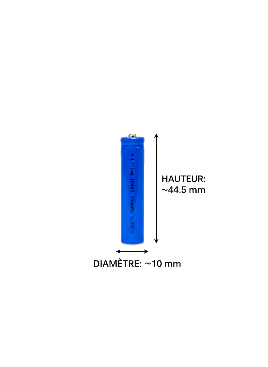 Batterie Lithium-ion ICR 10440 3.7V-3.6V 350mAh – Cellule Lithium Format AAA Tunisie – Image 2